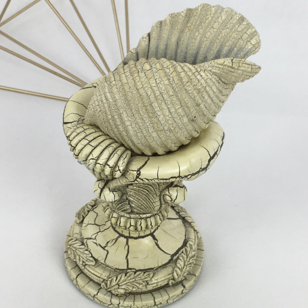 Ornate Scroll & Leaf Crackle Paint Stand & Shell